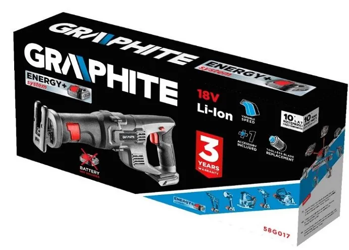 Piła Szablowa Akumulatorowa Energy+ 18V, LI-ION, Bez Aku. GRAPHITE