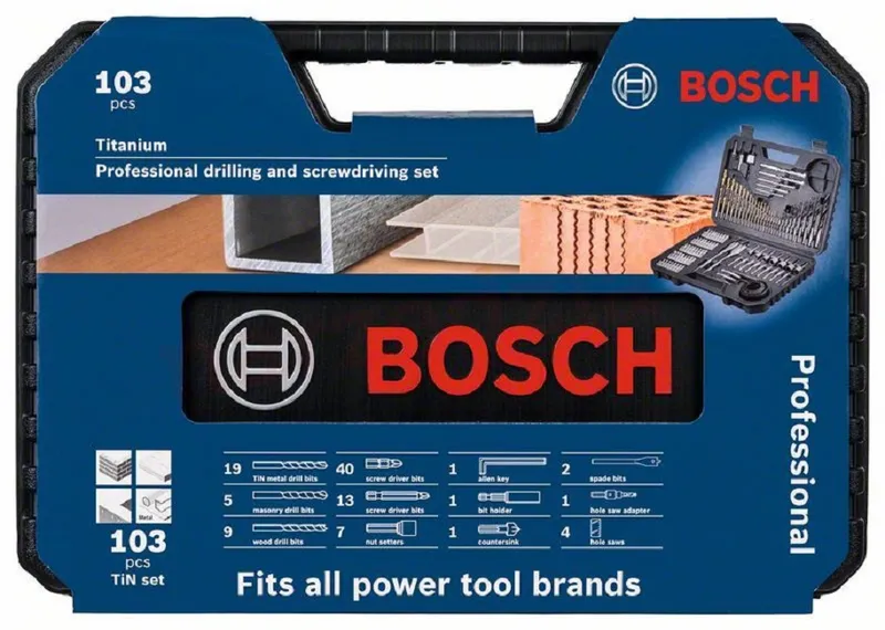 Zestaw Wierteł I Bitów Titanium TIN Set 103 szt. BOSCH