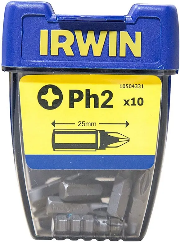 Grot, Bit, Końcówka Typu Phillips 1/4' 25mm 10 szt. PH2 IRWIN