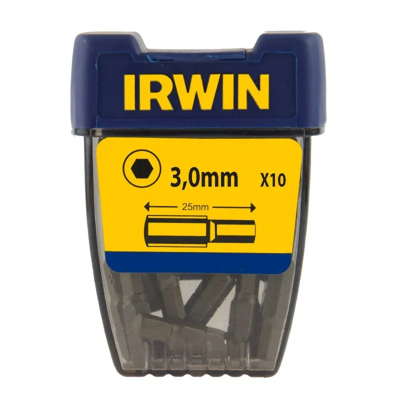 Grot, Bit Sześciokątny HEX 1/4' 25mm Komplet 10 Sztuk 3mm IRWIN