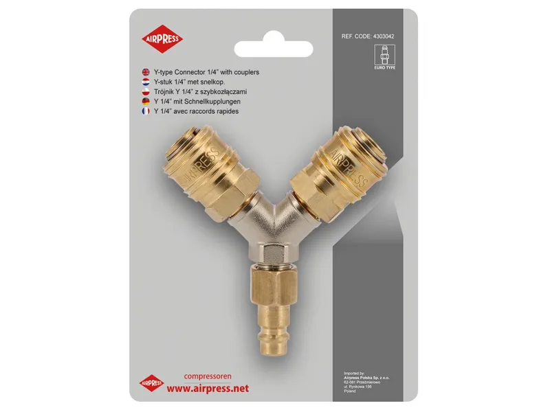 Trójnik Typ Y 1/4'' Z Szybkozłączami I Wtykiem Euro AIRPRESS