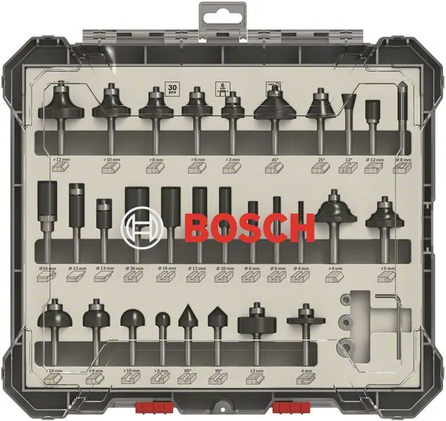 Zestaw Frezów 30 szt. Uchwyt 6mm BOSCH