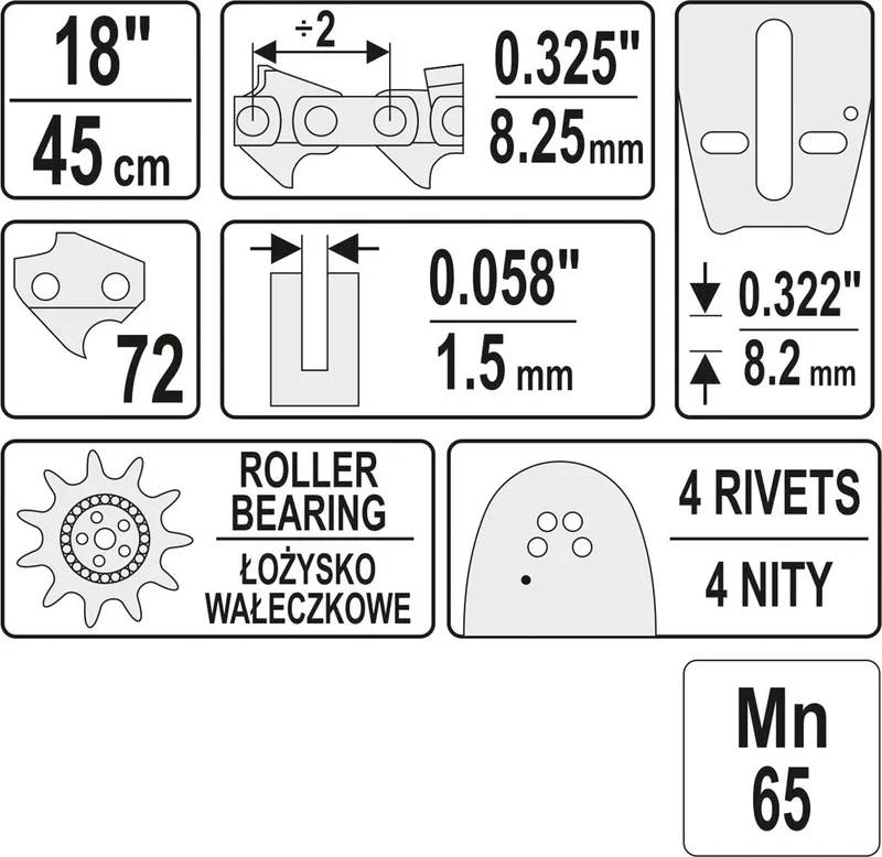 Prowadnica Łańcucha Do Pilarek 18'' 325U YATO
