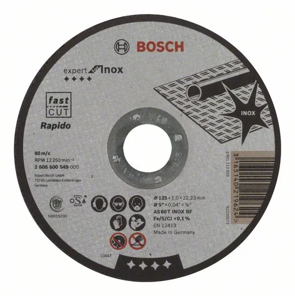 Tarcza Płaska INOX T1A 125*1.0*22 Rapido BOSCH