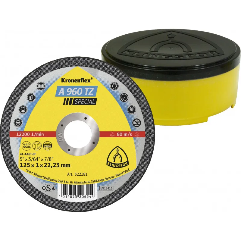 Tarcza Płaska A960TZ Special 125*1.0*22 322181 KLINGSPOR