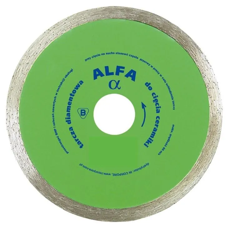 Tarcza Diamentowa Gładka Do Glazury Alfa 115mm IN CORPORE