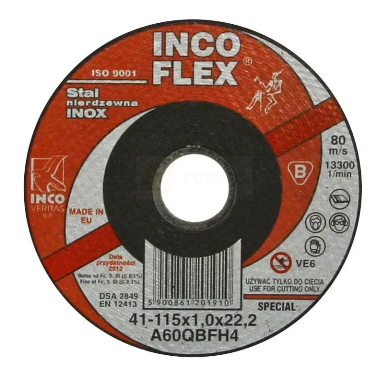 Tarcza Płaska INOX T1A 115*1.0*22 TECHNIFLEX