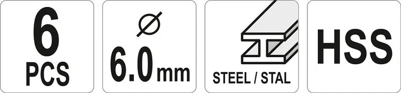 Frezy Trzpieniiowe Do Metalu FI 6mm 6 szt. YATO