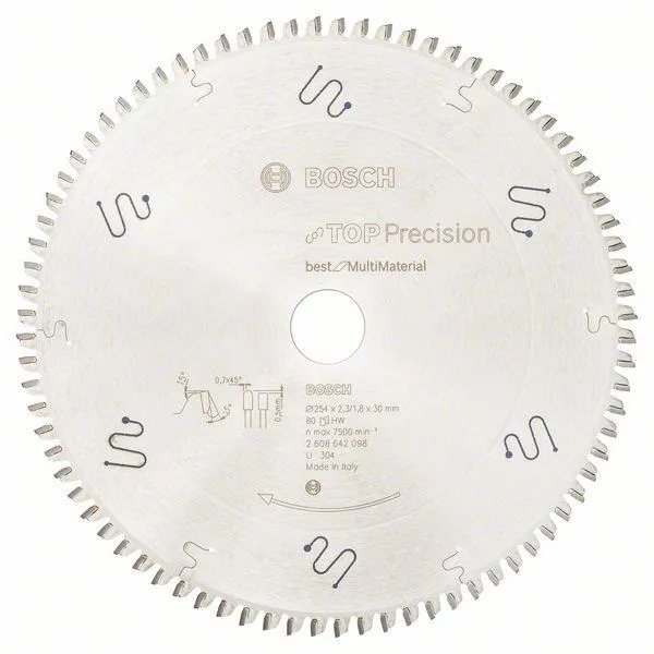 Piła Tarczowa Top Precision Best For Multi Materia 254*30/80 BOSCH