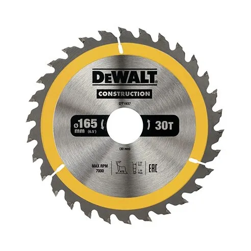 Piła Tarczowa Do Drewna 165/30MM, 30 Zębów DEWALT