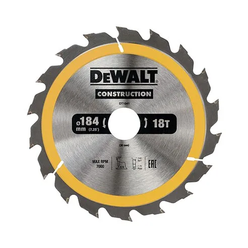 Piła Tarczowa Do Drewna 184/30MM, 18 Zębów DEWALT