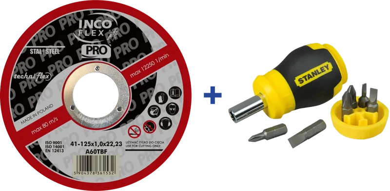 Zestaw 100 szt. Tarcza T1A 125*1.0*22 +wkrętak Stanley Gratis TECHNIFLEX