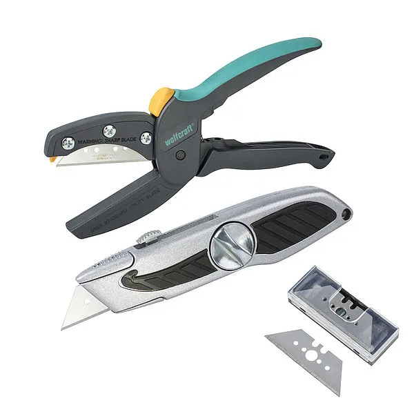 Zestaw Do Cięcia (Nożyce + Nóż + Ostrza Trapezowe) WOLFCRAFT