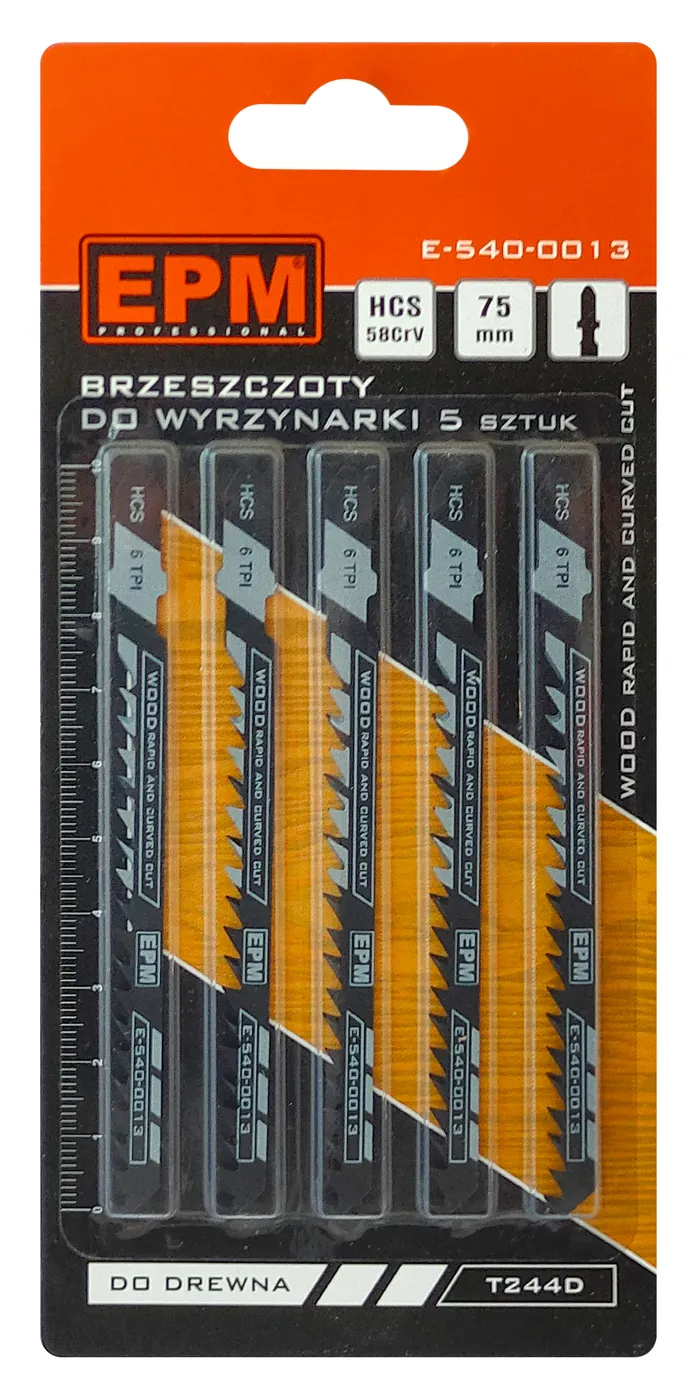 Brzeszczot Do Wyrzynarki 74mm 6TPI Drewno T244D 5 Sztuk EPM