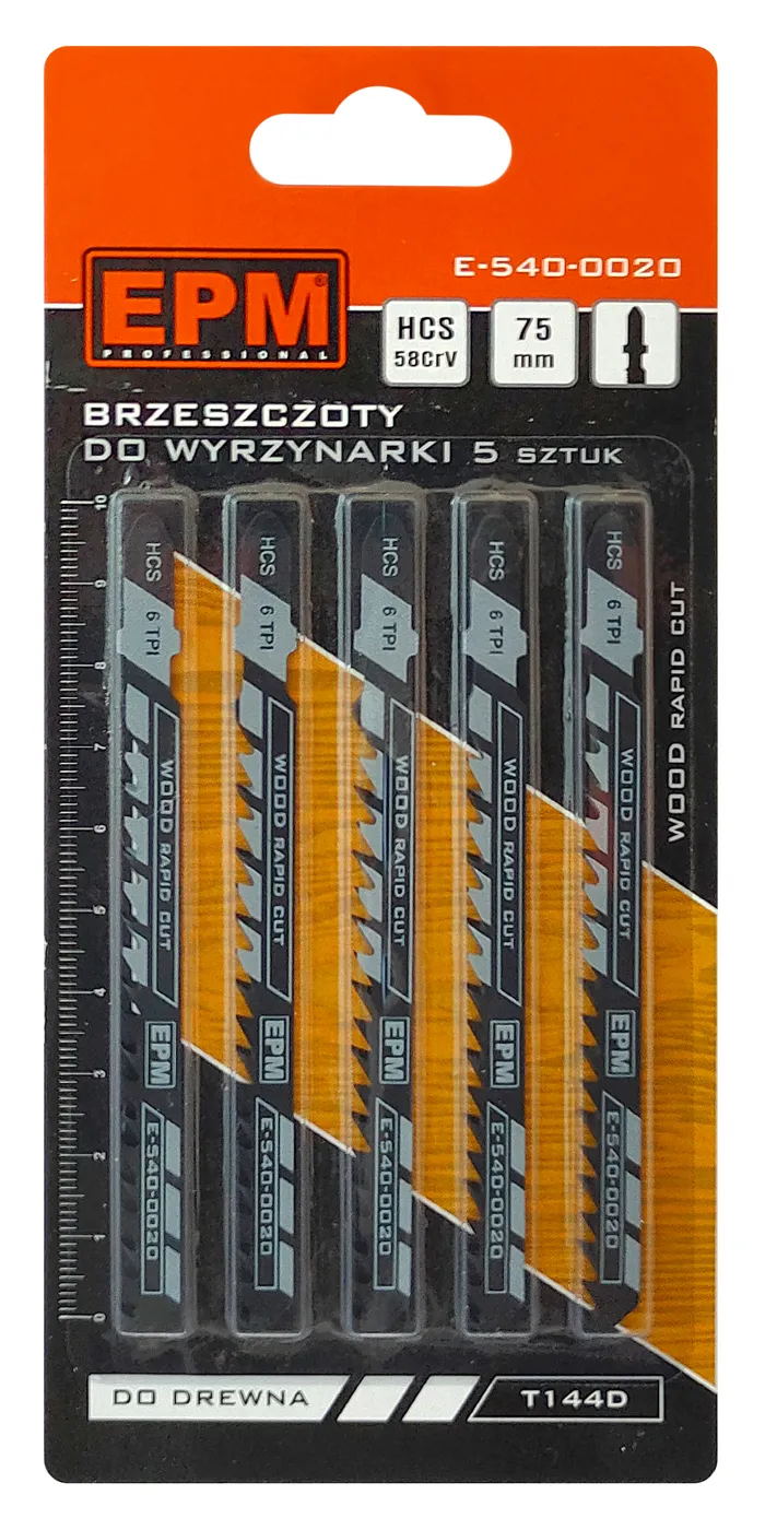 Brzeszczot Do Wyrzynarki 100mm 6TPI Drewno T144D 5 Sztuk EPM