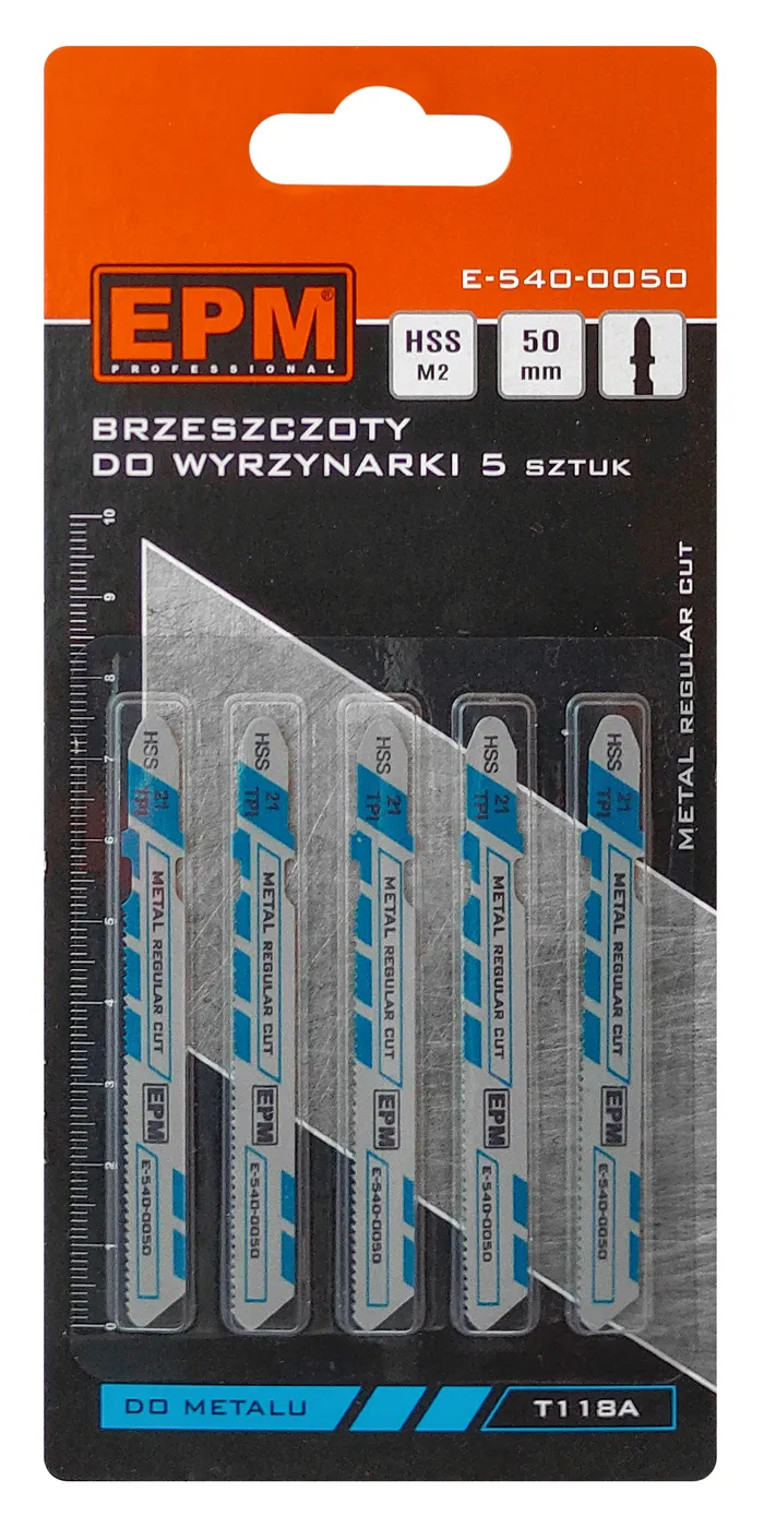 Brzeszczot Do Wyrzynarki 51mm 21TPI Metal T118A 5 Sztuk EPM