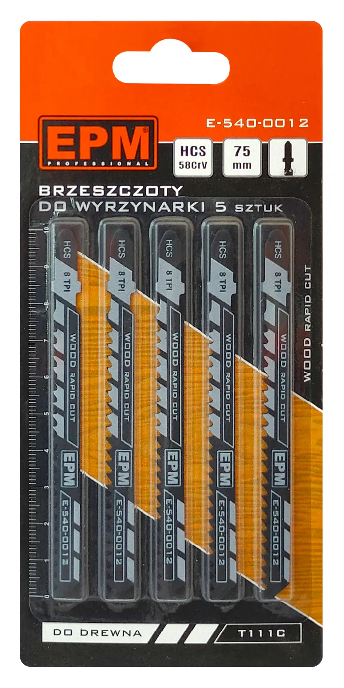 Brzeszczot Do Wyrzynarki 74mm 8TPI Drewno T111C 5 Sztuk EPM