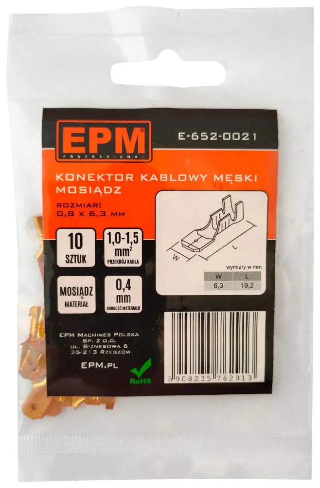 Końcówka Wsuwana 1-1.5MM 0.8-6.35 10 Sztuk EPM