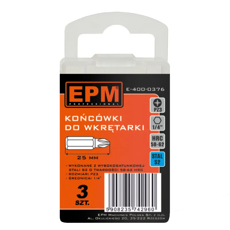 Grot, Bit, Końcówka Do Wkrętarki 25mm 3 szt. PZ3 EPM
