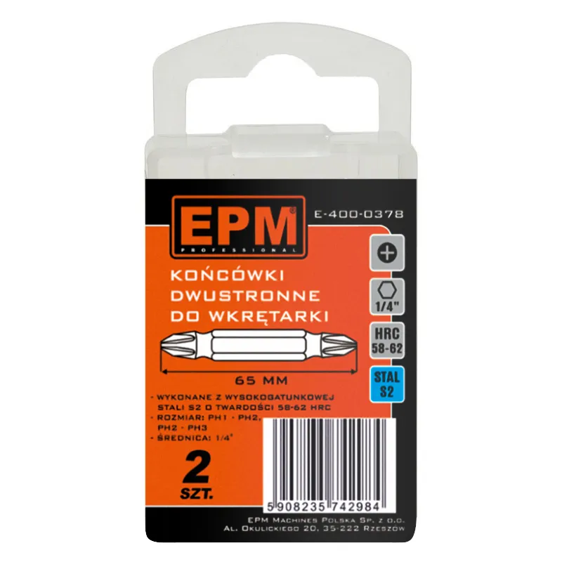 Grot, Bit Do Wkrętarki Dwustronna 65mm 2 szt. PH1-PH2,PH2-PH3 EPM