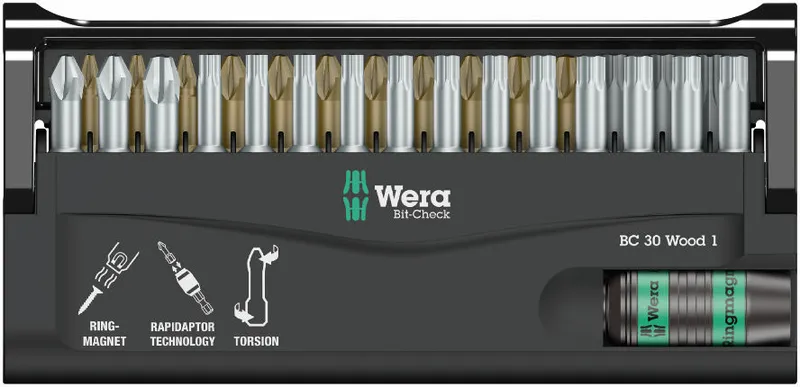 Zestaw Bitów Bit-Check 30 Wood 1, 30 Część WERA