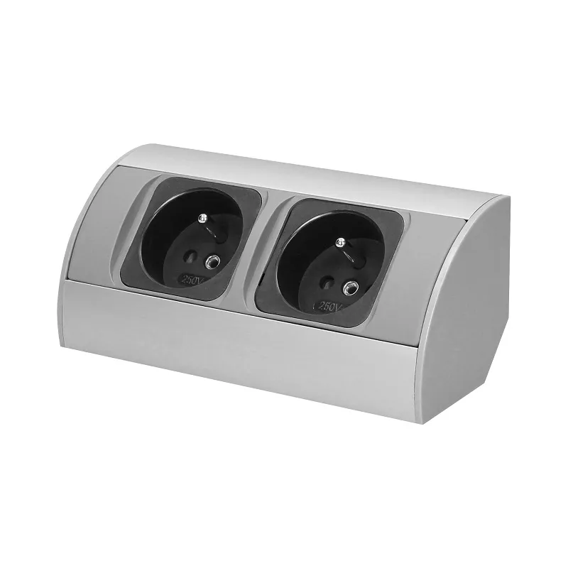 Gniazdo Meblowe 2X2P+Z ORNO - Srebrne