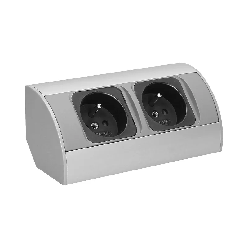 Gniazdo Meblowe 2X2P+Z ORNO - Srebrne