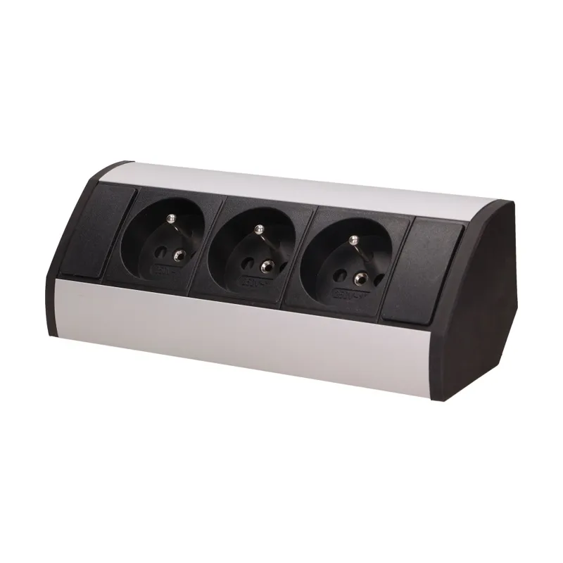 Gniazdo Meblowe 3X2P+Z ORNO - Czarno-Srebrne
