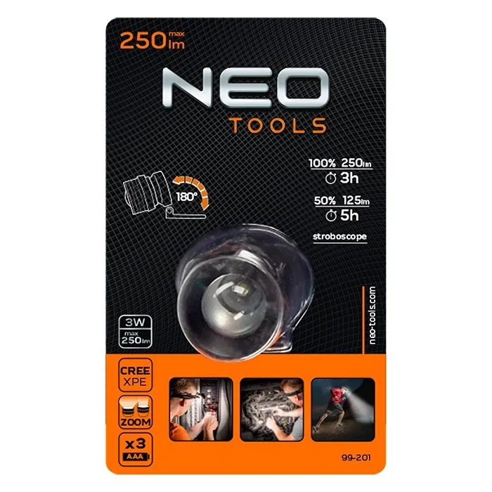 Latarka Czołowa 2501 Lum Zoom Cree Xpe 3XAAA NEO
