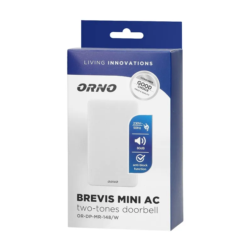 Dzwonek Elektromechaniczny Dwutonowy 230V Brevis Mini ORNO - Biały