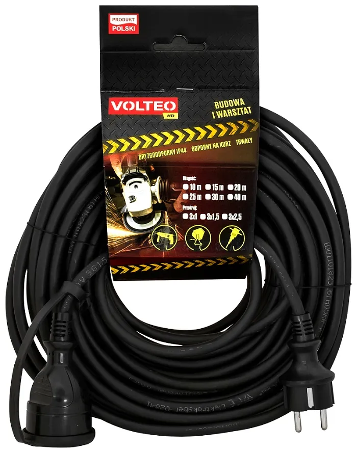 Przedłużacz Heavy Duty 20m Przewód H05RR-F 3*1,5MM VOLTEO