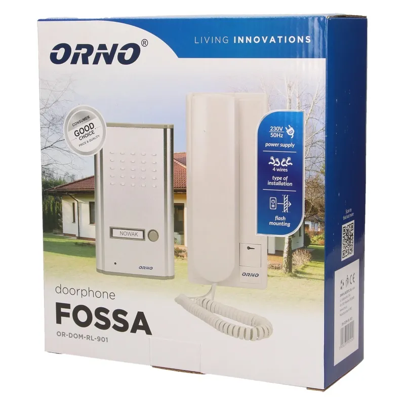 Domofon Jednorodzinny P/T Fossa ORNO - Biały