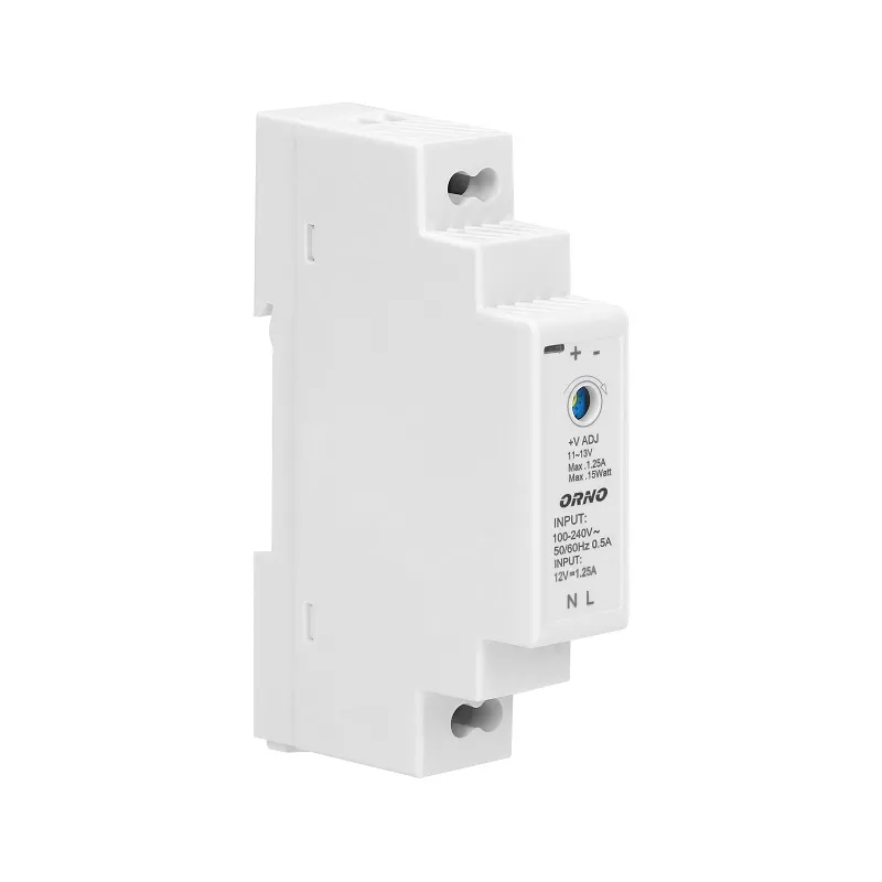 Zasilacz Na Szynę DIN 12VDC, 1,25A, 15W, Szerokość 1 Moduł ORNO
