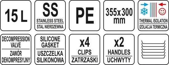 Termos Transportowy Okrągły 15l. YATO