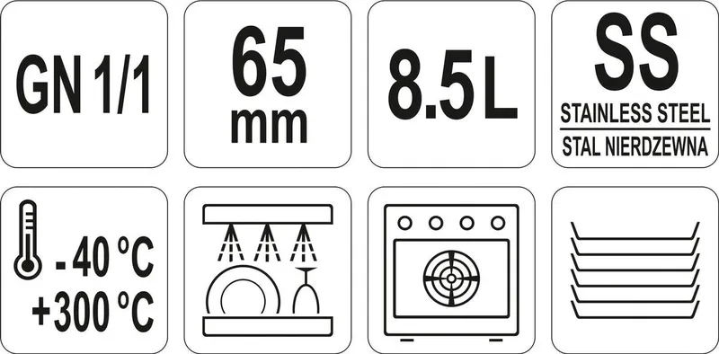 Pojemnik Gastronomiczny Gn 1/1 65mm YATO