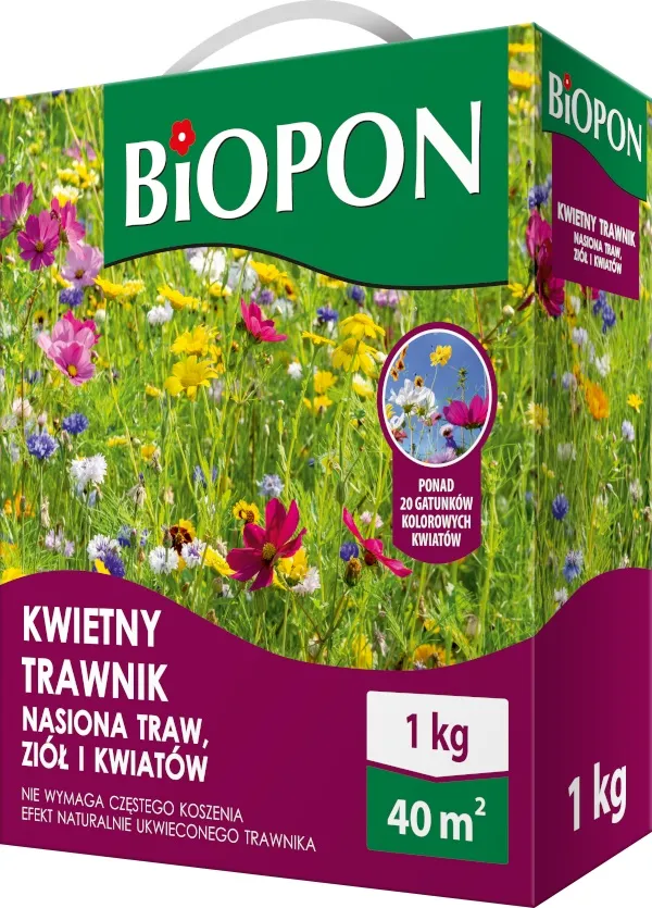 Kwietny Trawnik - Mieszanka Nasion Traw, Ziół I Kwiat 1kg BIOPON