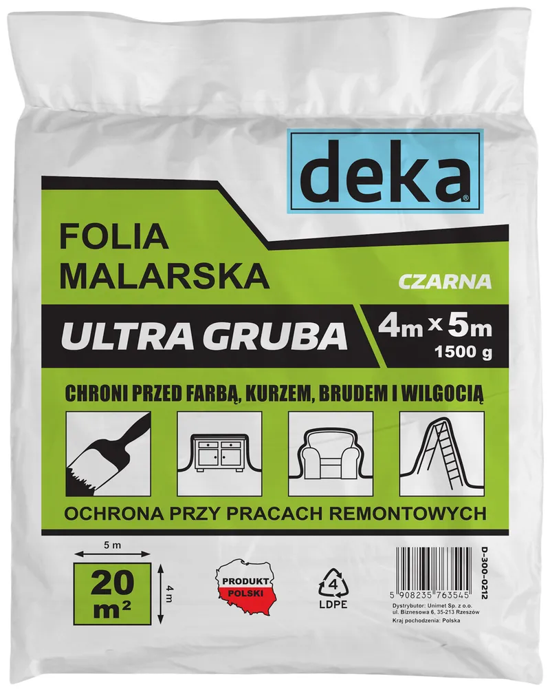 Folia Malarska Ultra Gruba 4*5M 1500g DEKA - Czarna