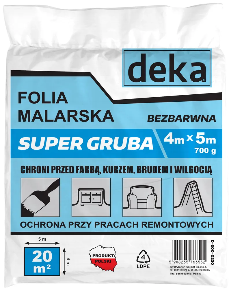 Folia Malarska Super Gruba Bezbarwna 4*5M 700g DEKA