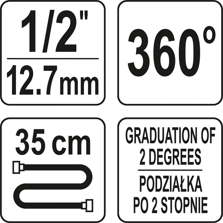 Kątomierz Z Uchwytem Magnetycznym Do Klucza Dynamom. 1/2'' YATO