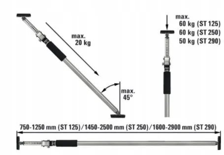 Podpórka Sufitowa 750-1250MM BESSEY