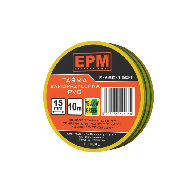 Taśma Izolacyjna 15MM*10M EPM - Żółto-Zielona