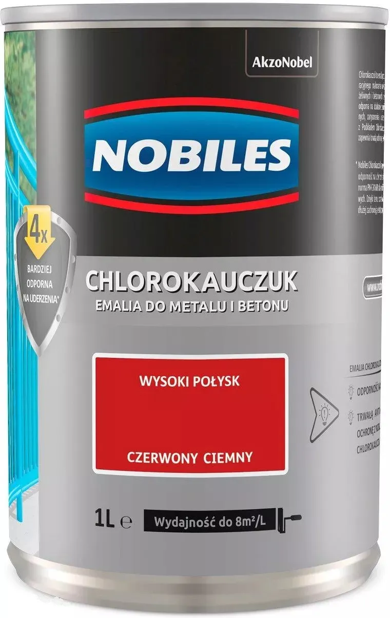 Emalia Chlorokauczukowa Jasna 0.9l NOBILES - Czerwona