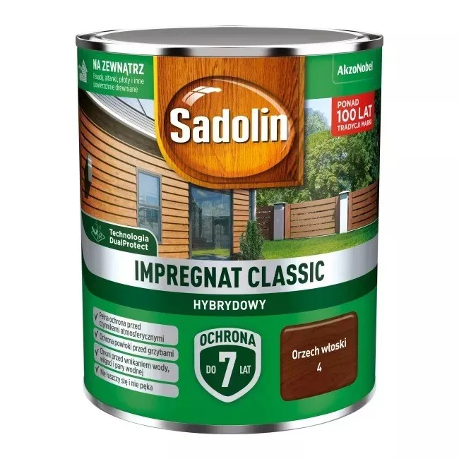 SADOLIN Impregnat Classic Hybrydow 7 Lat Orzech Włoski 0.75l