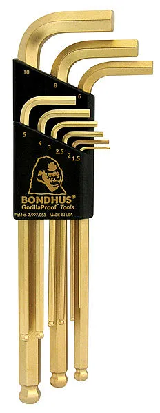 Zestaw Imbusów Długich Z Kulką 1.5-10MM,POKRYTE Złotem 9 szt. BONDHUS