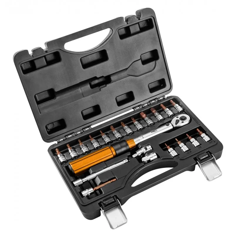 Klucz Dynamometryczny DWUKIERUNK.1/4'' 5-25NM, Zestaw 21 szt. NEO