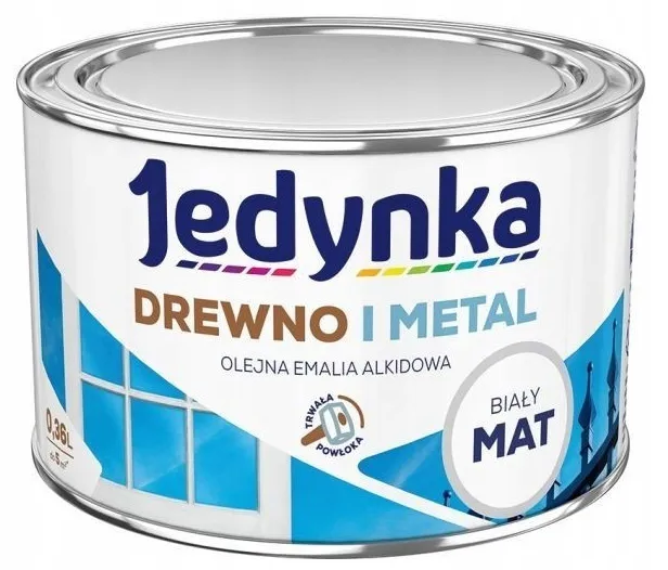 Emalia Alkidowa Do Drewna I Metalu Biała Mat 0,36l JEDYNKA