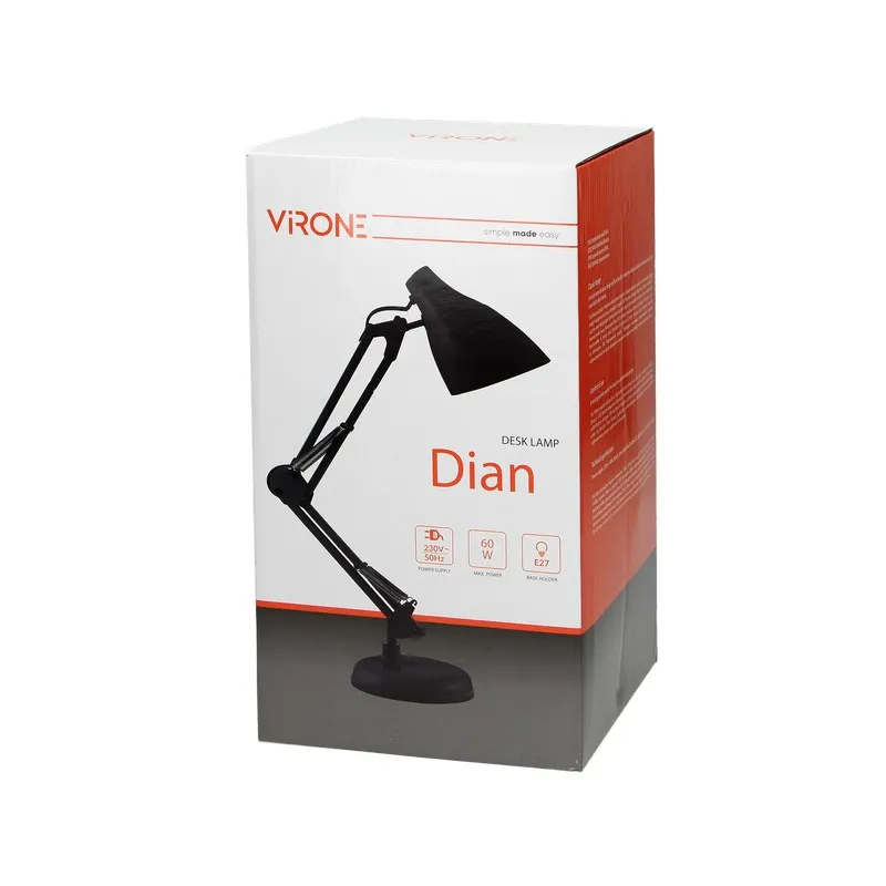 Lampa Biurkowa Dian 60W E27 Stal, VIRONE - Czerwona
