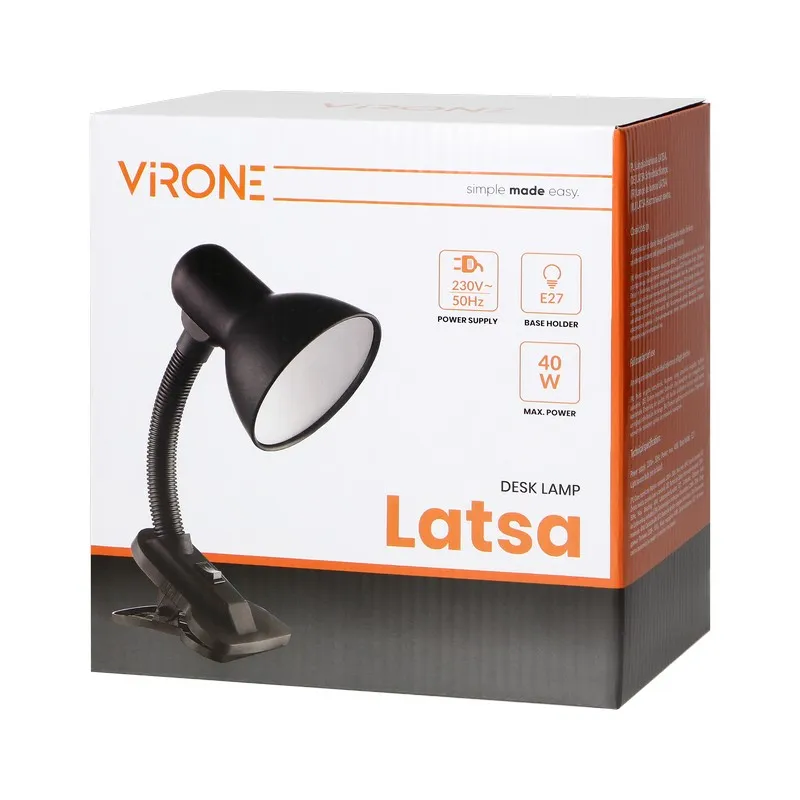Lampa Biurkowa Latsa Z Klipsem, 40W, E27 VIRONE