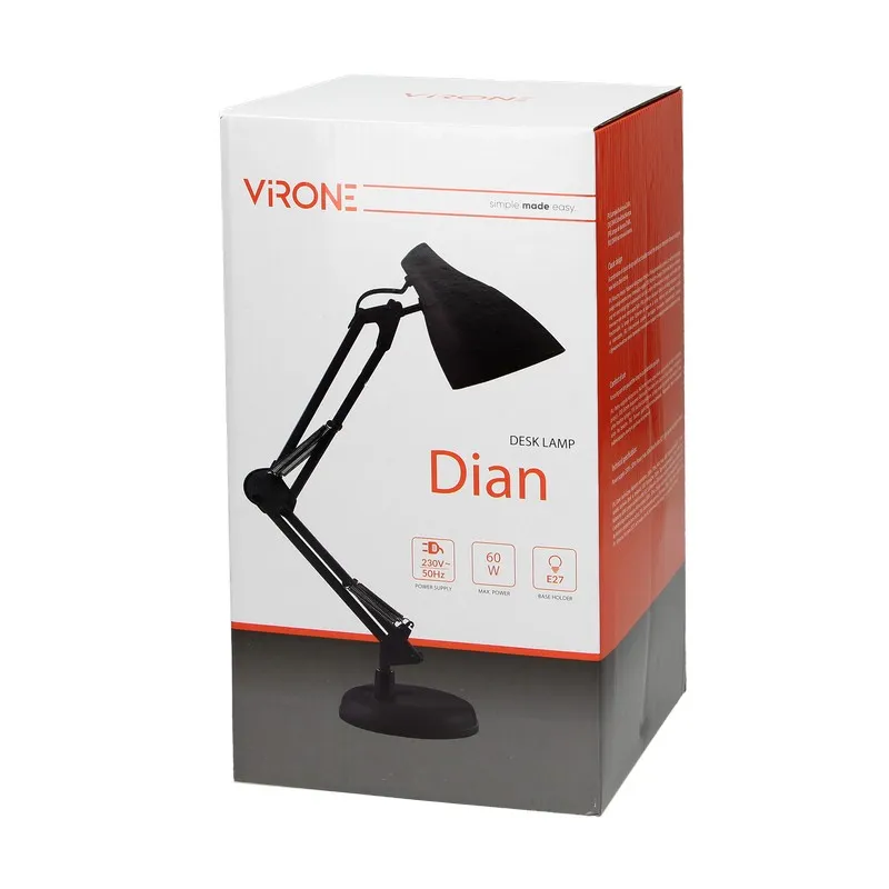 Lampa Biurkowa Dian 60W E27 Stal, VIRONE - Biała