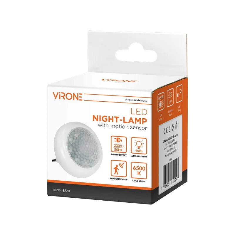 Lampka Nocna LED Z Czujnikiem Ruchu I Zmierzchu 120ST 8XLED VIRONE